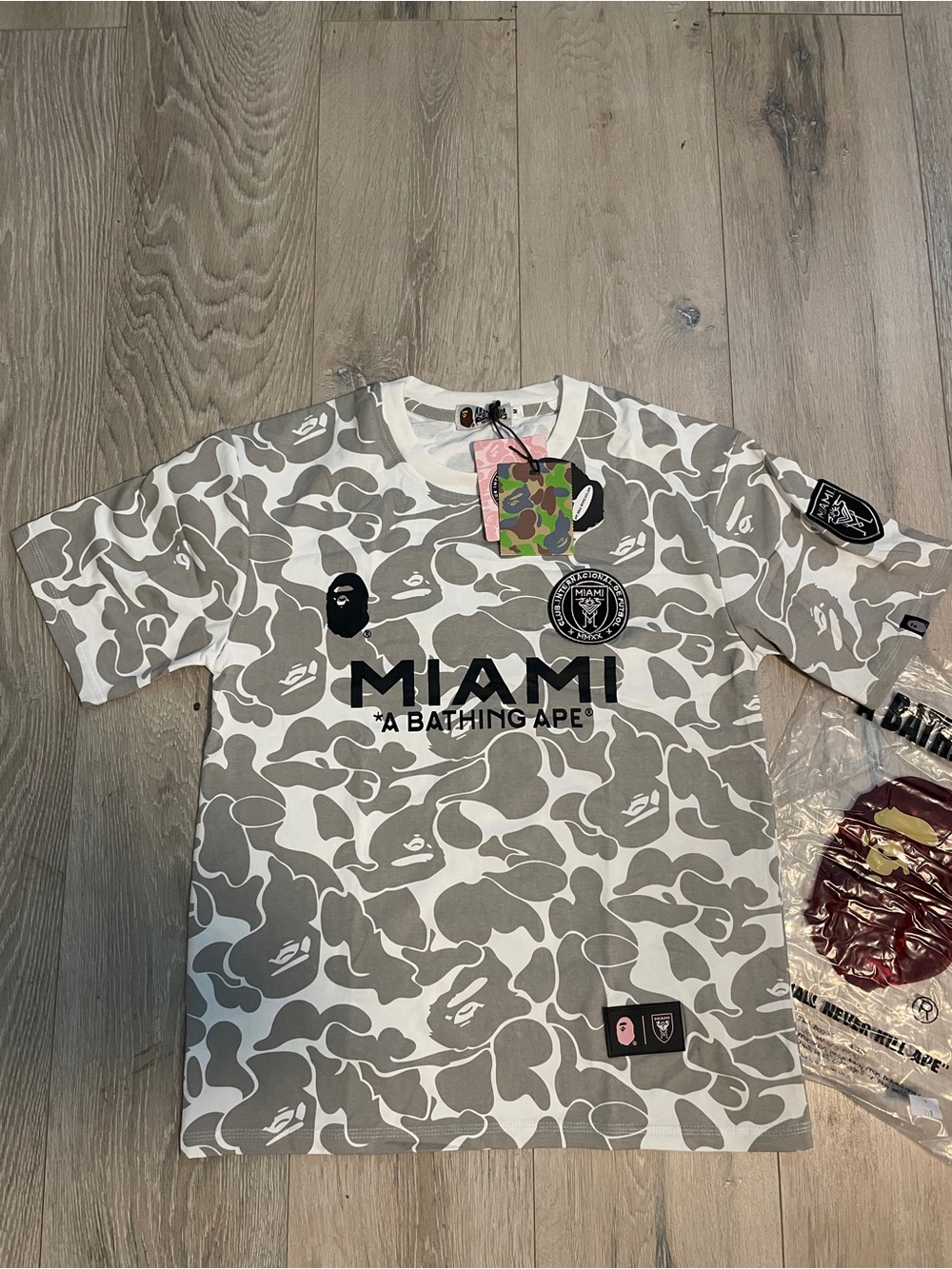 A Bathing Ape Miami Camo Short Sleeve Tee - Gray/White